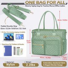 Teacher Tote Bag 15.6 Inch Laptop Bag For Women Work Bag Laptop Tote Nurse Bag Professional Computer Messenger Bag With Insulated Pocket, Laptop Briefcase For Office, College, Nursing - 薄荷綠 - 查看 4