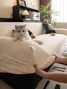 玫瑰花卉图案提花沙发套 - 弹力布艺沙发垫，田园风格个性化沙发套，四季防宠物抓沙发垫，通用沙发装饰和家具保护套，适用于客厅、餐厅、卧室、书房 - 适合 1/2/3/4 座沙发