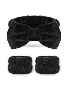 一套护肤头带和腕带，蓬松SPA化妆头带，方便洗脸，柔软舒适，是女性旅行和上学的必备单品，可爱发圈和护肤配件，非常适合万圣节装扮，也是送给女性的贴心生日礼物和圣诞节礼物。