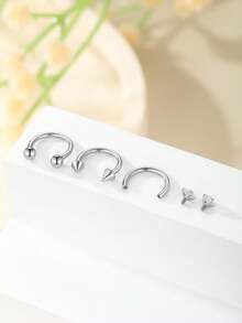 3 chiếc khuyên mũi bằng thép không gỉ mạ 18K 16G, khuyên mũi hình móng ngựa tròn Zirconia 8mm 10mm dành cho nam nữ, trang sức xỏ khuyên không gây dị ứng - Bộ 3 món - Xem 5