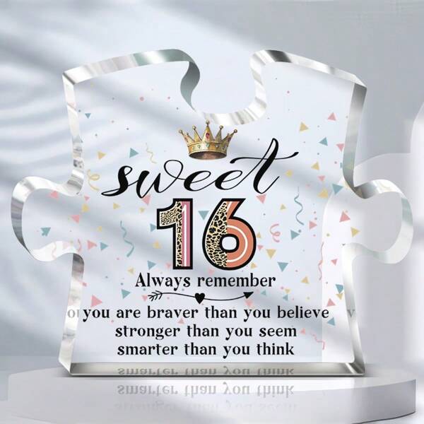1pc BithdayGift, Sweet 16th Acrylic Decoration, Desktop Decor, Home Decor, Bedroom Decor, Perfect 16th Gift For Birthday, Party Supplies
