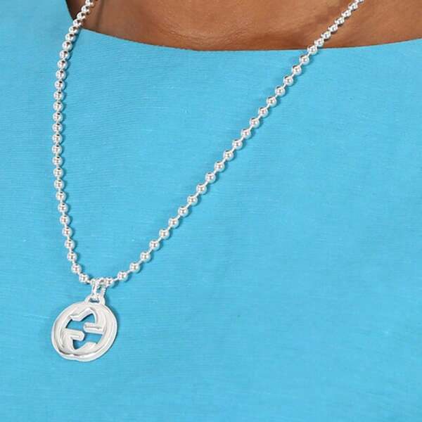 Gucci GUCCI S-Silver Interlocking GG Pendant Necklace,Ladies' Pure Silver Necklace, Chain Necklace, Fashionable And Elegant Style Suitable For Daily Wear, Various Holidays, Gifts And Dates YBB479217001