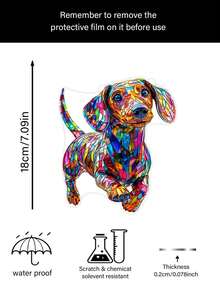 1 件亚克力腊肠犬窗饰 - 彩色塑料亚克力腊肠犬捕光器，动物主题墙饰，卧室、厨房、户外花园家居装饰，爱狗人士的乔迁礼物