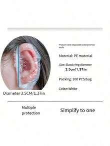 200pcs Disposable Ear Protectors Waterproof Ear Covers Plastic Shower Ear Protector Caps For Bathing Accessories Ear Cover Caps For Hair Dye Spa Salon,Waterproof Transparent Ear Pads, Designed To Fit The Contour Of The Ear, Stable And Not Fall Off, Suitable For Various Sizes Of Ears, Can Effectively Protect The Ears When Taking A Shower - Multicolor - View 2