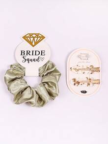 2 Sets Elegant Satin Hair Scrunchies & Faux Pearl Hair Clips Set, Gold Foil Hair Clips, Bridal Party Crystal Hair Scrunchies, Damage-Free Hair Accessories, Suitable For Weddings, Engagements, Bachelorette Parties, Hair Decor, School Supplies, Gifts, Head Accessories