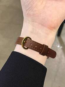 皮革表带 20mm/22mm 替换表带兼容三星 Galaxy Watch 7/6/5/4 Active 2 40/44mm、Watch 6 Classic 43/47mm、Watch 5 Pro 45/44/40mm、Watch 4 40/44mm、Watch 3 41mm、Watch 7 40/44mm、Galaxy Watch FE、金色金属扣、适合男士和女士、方便的快速释放、时尚的设计 - 棕色 - 查看 8