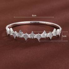 1 pièce Bracelet pour femme avec design élégant d'arrangement géométrique d'étoile à quatre branches, incrusté de zirconium synthétique - Multicolore - Voir 6