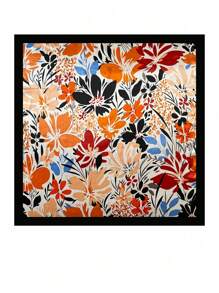 Boho 1 Pc 90cm Women's Floral Printed Square Scarf, Casual Sunscreen Head Wrap & Neck Scarf, Suitable For Nighttime Breast Wrapping, Sleeping And Daily Wear, Can Be Worn As A Square Scarf, Bandana, Headwrap Or Bandana Top