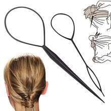 2 件套拔发针、美发工具、马尾辫制作器、发饰、返校、旅行度假必需品、女士发饰 - 黑色 - 查看 4