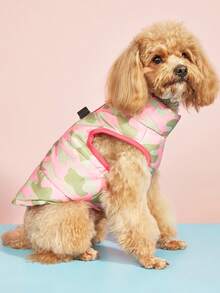 1pc Pet Clothes Autumn/Winter Fashionable Vest, Contrast Color Camouflage Zipper With Leash Hole, Suitable For Poodle, Bichon Frise, Skiing - Multicolor - View 4