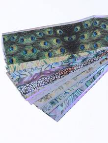 30张激光美甲贴纸，图案包括埃菲尔铁塔、激光大理石纹、蛇皮纹、巴黎地标、星空，适合美甲DIY、Y2K风格、全息美甲沙龙装饰 - 彩色 - 查看 7