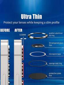 [2 包] 相机镜头保护膜适用于 Galaxy S25 Ultra 5G/S25/S25 PLUS/S24 Ultra 5G/S24 PLUS/S24/S23 Ultra 5G/S23/S23 PLUS/A55/A54/A53/A16/A15/A14/A13/A05/A05S 高清钢化玻璃屏幕保护膜，适合手机壳，易于安装，防刮保护膜 - 黑色