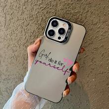 [Funda de Teléfono Plateada] Hermosa funda de teléfono con citas inspiradoras para 16, 11, 15, 14, 13 y 12 Pro Plus.El regalo perfecto de cumpleaños o Navidad para mujeres, adolescentes o hijas. - Negro - Ver 1