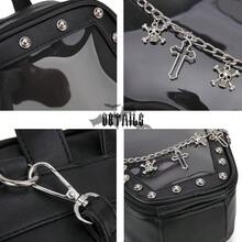 Goth Coffin Backpack With Detachable Bat Wing Halloween Coffin Ita Punk Shoulder Bag For Enamel Pins DisplaySkull ChainBlack-0029 - SkullChainBatWings-black - View 8