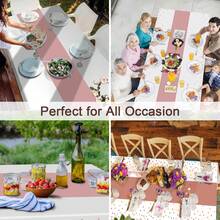 1/3pcs White And Green Tablecloth Decor Set, Plastic White Tablecloth, Printed Green Table Runner, Disposable Rectangular Tablecloth, Suitable For Birthday, Wedding, Anniversary, Graduation Party, 54 X 108 Inches - Multicolor - View 6