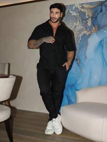 Men's Chic Lightweight Textured High Quality Autumn And Winter Knit Shirt - màu đen - Xem 3