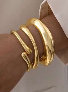 3-19pcs/Set Exaggerated Asymmetrical Wide Cuff Bracelet Set, Fashionable Accessories Suitable For Daily Wear, Dating, Party, Birthday Gift For Women