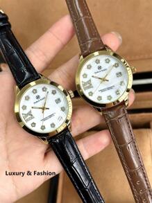 Pablo Raez 1 pieza Reloj de joyería de oro de 18K para mujer, chapado en oro IPG, resistente a la decoloración, de acero inoxidable, accesorio de playa de verano, diseño de lujo, esfera de nácar blanco, estilo retro elegante, reloj de cuarzo con diamantes, diseño de estrella para mujeres estudiantes