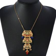 Middle East Luxury Enameled Bead And Tassel Decor Women Necklace, Matches Clothing - Gold - View 1