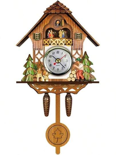Mrisata - Reloj de cuco de antigua, reloj de pared para casa de pájaros, decoración del hogar, reloj de cuco colgante, con péndulo para decoración del hogar (CM001)