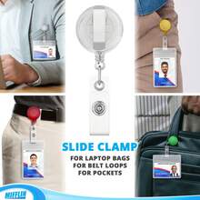 1pc Transparent Waterproof Soft Plastic Card Holder With Retractable Badge Reel, Adjustable Badge Reel Clip, Credit Card Protector Suitable For Nurses, Doctors, Teachers, Office Staff, School Supplies, Back To School - Clear - View 3