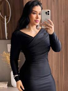 Pradaa Mesh Midi Dress By Leticia Modeler - Black - View 6