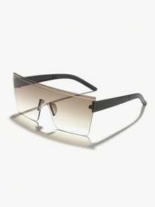 1 件女士亚克力一体式街头嘻哈大号无框方形框架时尚夏季眼镜，适合 Y2k 配饰、夏季假日和户外徒步运动学院风，适合返校盾形盾形太阳镜