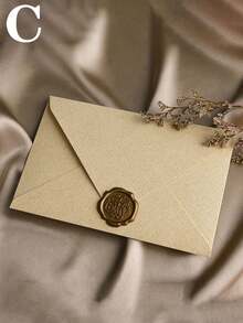 纯色纸质信封，带蜡封贴纸，复古多用途办公信封，婚礼请柬，情书，贺卡，新年朋友礼物，带蜡封的信纸