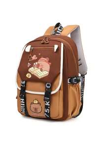 卡皮巴拉新款学生书包初中生大容量双肩包水豚卡通耐脏轻便双肩包