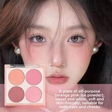 Paleta de colorete de 4 colores, paleta de maquillaje con iluminador mate color melocotón desnudo y contorno - Multicolor - Ver 1