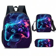 3 PiecesBackpack Set,Three Colors Game Print, Unisex,Shoulder Bag, Pencil Bag,Backpack For Back To School