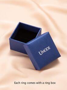 1 件 CZ 单石戒指，订婚可调节戒指，带礼盒，仿钻石白金戒指，适合女友妻子 - 白金 - 查看 6