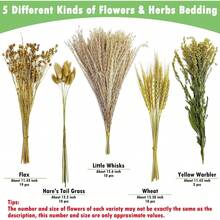 50/100 Pcs/Set Christmas Decoration, PINVNBY Natural Flower & Herbs Hamster Bedding Habitat Decor, Hamster Spray, Hamster Cage Accessories, Dwarf Hamster, Mice, Small Rodent (Grain Version) Room Decor/Ornament