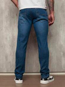 Men's Basic Jeans With Elastane And Pockets Direct From The Factory - Medium Wash - View 5