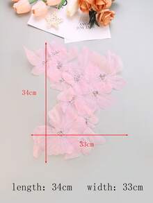 流行大号 4 层彩色空气层 3D 面料花胸针，多层褶边手工串珠 DIY 服装配饰，婚纱装饰材料，长度：28-30 厘米/宽度：24-28 厘米 - 多色 - 查看 25