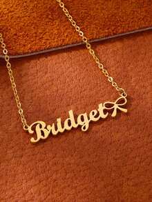 1 PIEZA Collar con nombre personalizado de lazo para niña, color dorado, collar de acero inoxidable con lazo y nombre personalizado, joyería de fiesta, regalo, dorado, elegante, colorido, vintage, sencillo, unisex, casual, lindo, personalizado, único, regalo ideal para él, regalo ideal para ella, novia, novio, papá, mamá, familia, amigos, para aniversarios, para cumpleaños, para graduación, para baile de graduación, para fiestas - Dorado - Ver 7