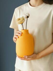 1pc Colorful Ribbed Decorative Vase - Minimalist Sculptural Home Decor, Suitable For Autumn Tabletop, Dorm, Back To School, Halloween And Thanksgiving Decoration - Multicolor - View 6