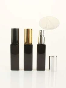 3pcs/6pcs/12pcs/18pcs 10ml Square Glass Refillable Makeup Toner Perfume Small Sample Transparent Fine Mist Spray Bottle, Black/Amber, With Funnel Atomizer, Rose Gold/Purple/Pink