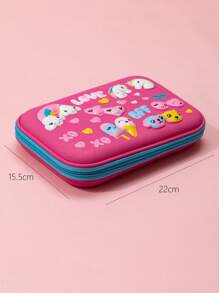 Large Capacity Multi-Functional Stationery Box With Random Zipper Pull, Essential For Back To School