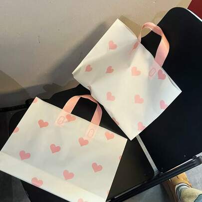 100/75/50/25/10/5pcs Set New Matte Thick Small Heart Shaped Garment Bags, Cute Heart Design, Matte Texture, Girly