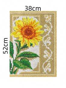 Kits de ganchillo de lazo para niños y adultos para manualidades de alfombras DIY, artesanía, alfombras para decoración del hogar, regalos festivos, Girasol 20.47in*14.96in 52cmx38cm
