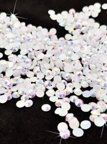 3mm/2000pcs, 4mm/1000pcs, 5mm/500pcs Jelly White AB Flat Back Resin Rhinestones, High Quality Resin Crystals For DIY Decorations