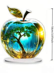 1pcs2D Flat Thickness 0.3 Cm Crystal Apple Creative Home Living Room Desktop Decoration, Colorful Acrylic Vibrant Bohemian Style, Collected Statues, Desktop Plaques, Suitable For Living Room, Bedroom, Study And Office Decoration