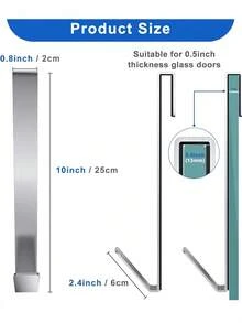 1个/2个/3个装不锈钢浴袍毛巾挂钩（7英寸/10英寸），浴室门挂钩，免钻孔不锈钢挂钩，适用于无框玻璃淋浴门（纯色和黑色） - 彩色 - 查看 9