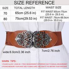1pc Vintage Metal Buckle Elastic Waist Belt, Versatile For Women Dresses Fall, Autumn, Halloween - Camel - View 2
