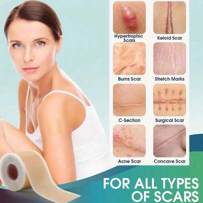 Láminas de silicona reutilizables para cicatrices - Ocultan eficazmente las cicatrices de cesárea, acné, quemaduras, cirugía y estrías - Fórmula suavizante y humectante de color beige claro, mejora las cicatrices | Ajuste flexible | Cuidado de la piel multiusos, cinta invisible de silicona para cubrir cicatrices de cirugía, quemaduras, posparto, sin perfume, cuidado personal esencial, accesorio para tatuajes