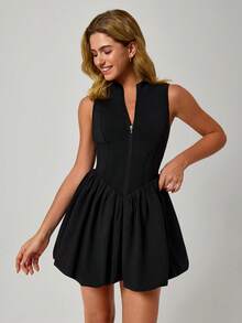 MASKERT Women's Sports Tennis Dress, Golf Dress, Yoga Outfit, Outdoor Sportswear, Casual Commuter Dress, Comfortable & Skin-Friendly - Black - View 3