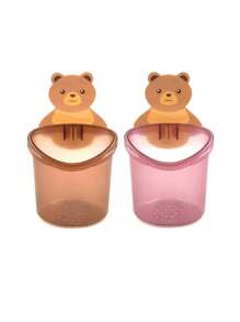 2 件免钉小熊架子壁挂式牙刷牙膏杯香皂梳浴室收纳整理架 - 彩色 - 查看 13