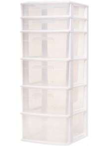 HOMZ Drawer Tower, 6-Tier Clear Plastic Storage Organizer Cart, White Frame - Heavy-Duty Organizing Drawers For Home, Bedroom, And Closet Organization