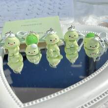 5/10个可爱卡通3D乌龟钥匙扣，趣味少女包包挂饰，汽车、老师、朋友、姐妹礼物创意 - 彩色 - 查看 3